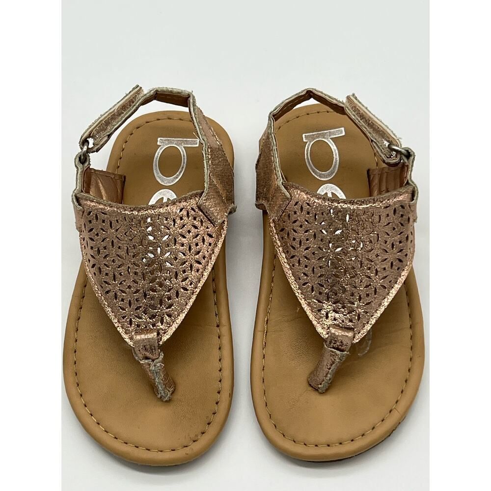 Bebe toddler girls’ dress up strappy sandals thongs rose gold metallic size 7